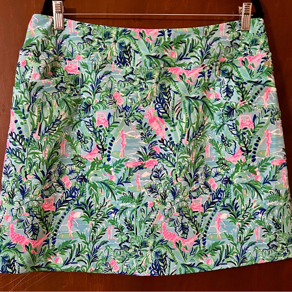 Lilly Pulitzer Pink and Green Mini A-line Skirt
